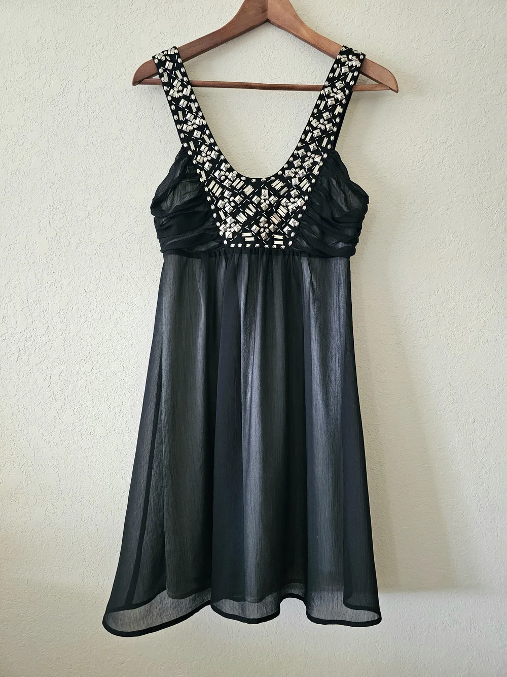 Forever 21 Black Mini Dress with Pink Beaded Bodice